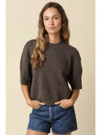 Parker Half-Sleeve Sweater- Brown