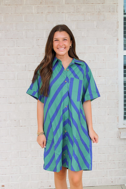 Palmer Dress- Green/Blue