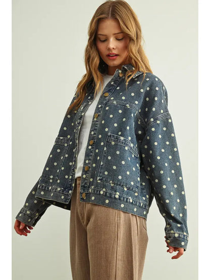 Marcie Polka Dot Denim Jacket