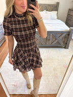 Asia Plaid Smocked Mini Dress