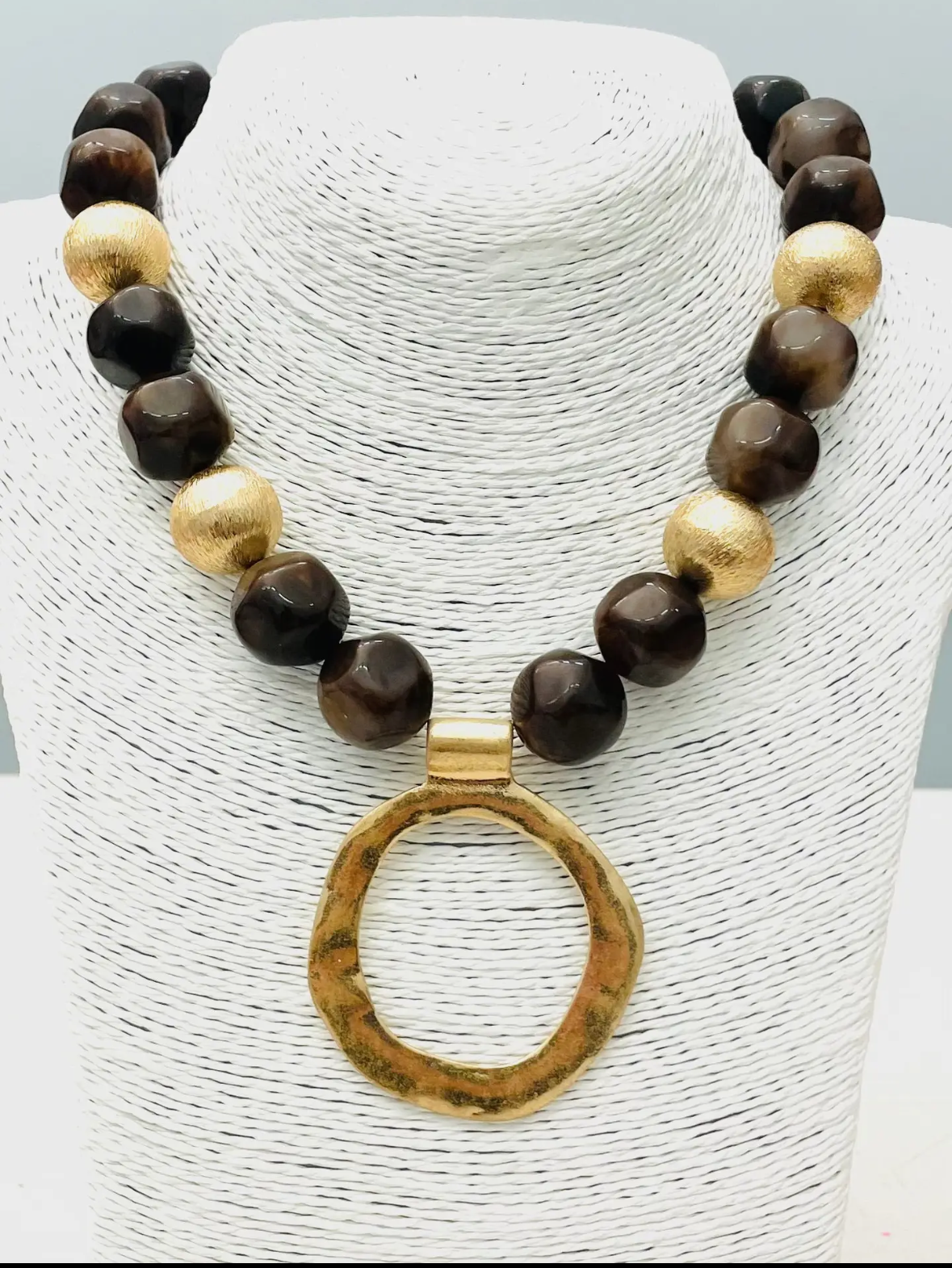 Brown Pendant Ball Necklace