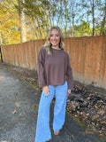 Jamie Contrast Layered Knit Tee- Brown
