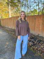 Jamie Contrast Layered Knit Tee- Brown