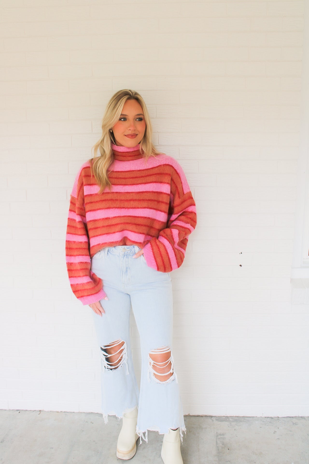 Mia Sweater- Pink/Orange