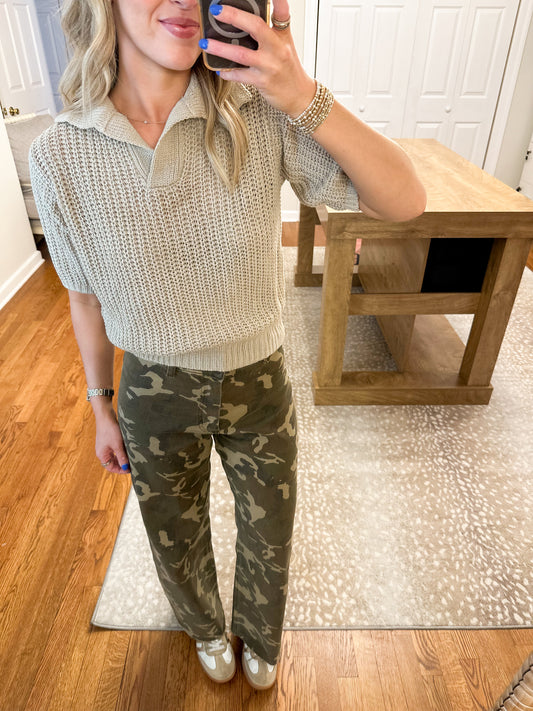 Camouflage Print Stretch Pants