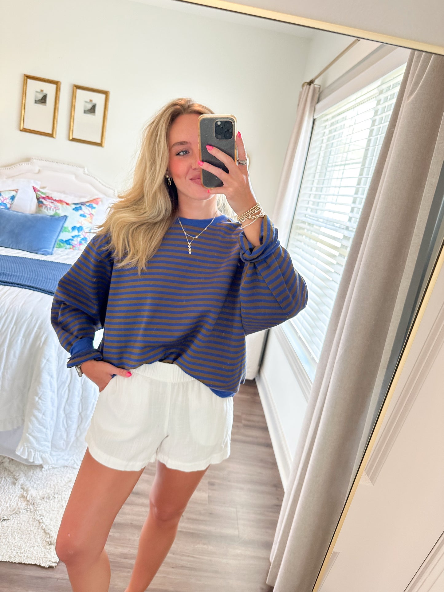 Hudson Stripe Pullover- Blue/Brown