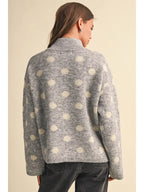 Hayden Polka Dot Zipper Jacket- Grey/Cream