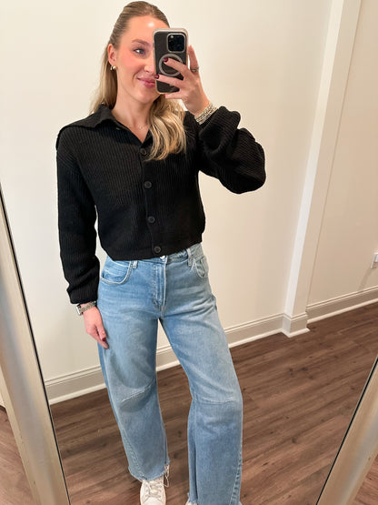 Sailor Collared Sweater- Black