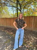 Lina Camo Print Crew Neck Tee