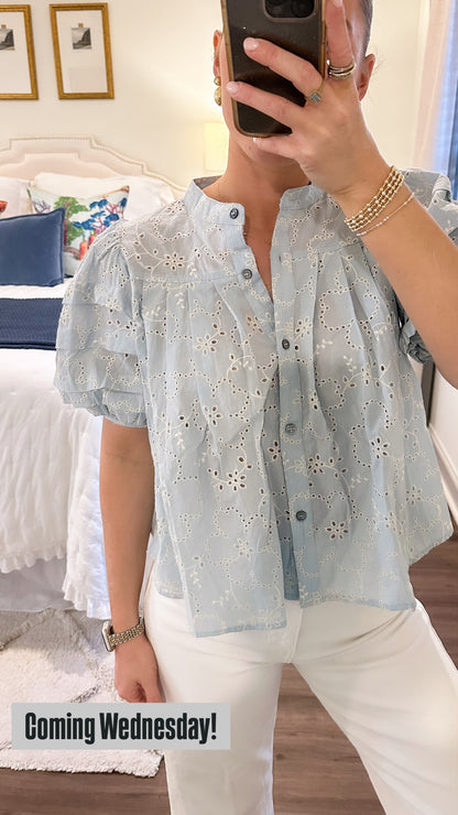 Sloane Top- Light Blue