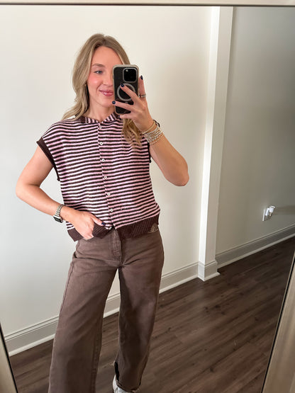 Piper Vest Top- Dark Wine