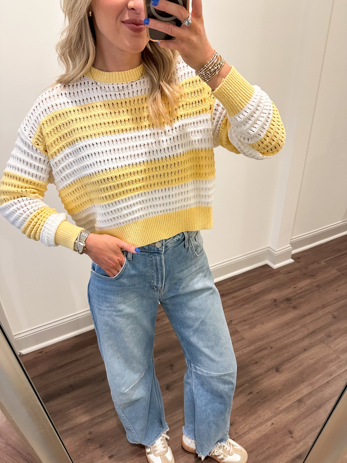 Sadie Mesh Stripe Knit Sweater