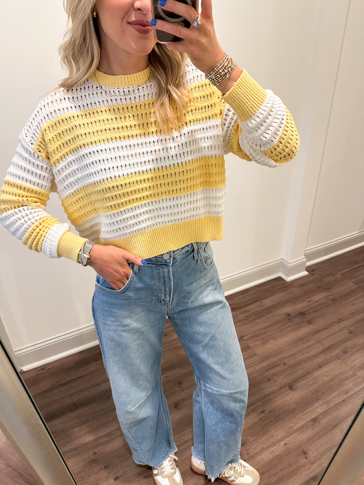 Sadie Mesh Stripe Knit Sweater