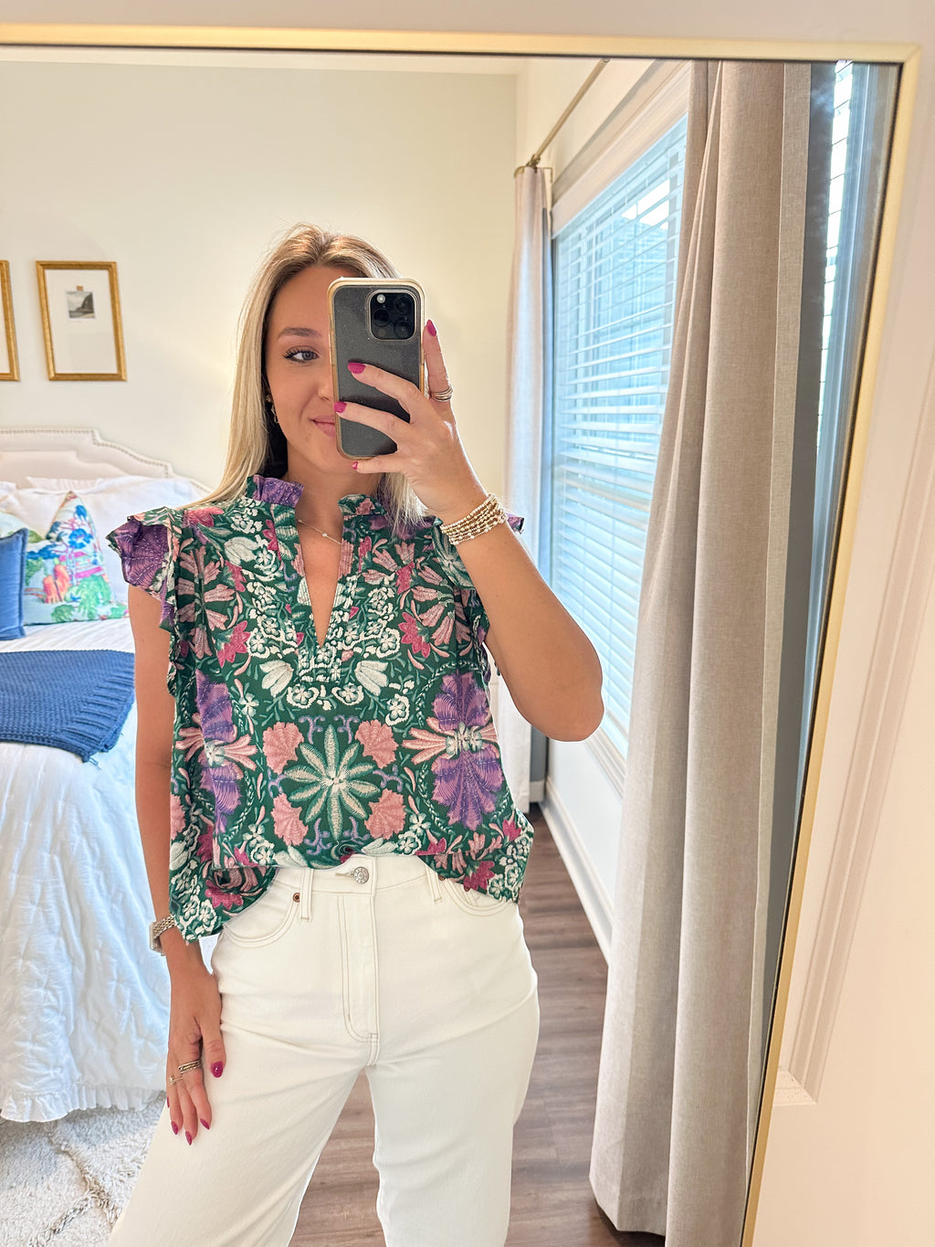 Quinn Green Floral Top