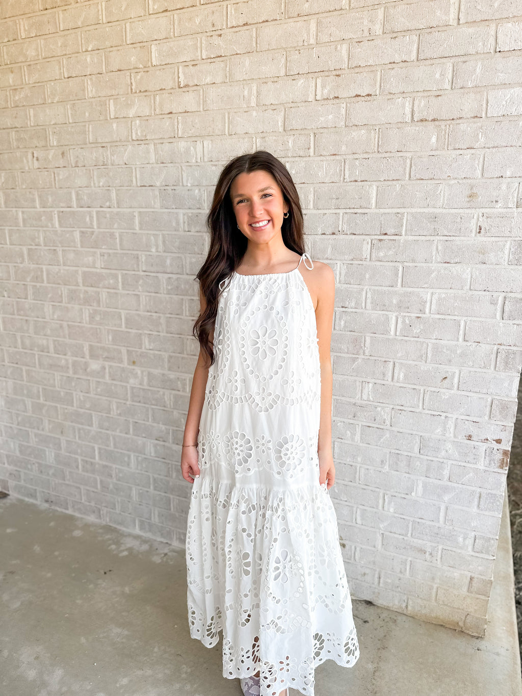 Elegant Eyelet Maxi- White