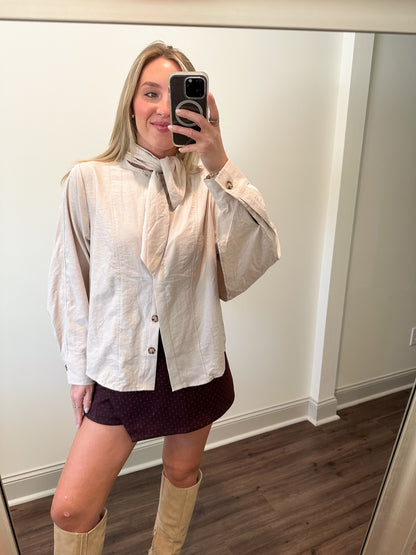 Beckett Suede Top- Bone