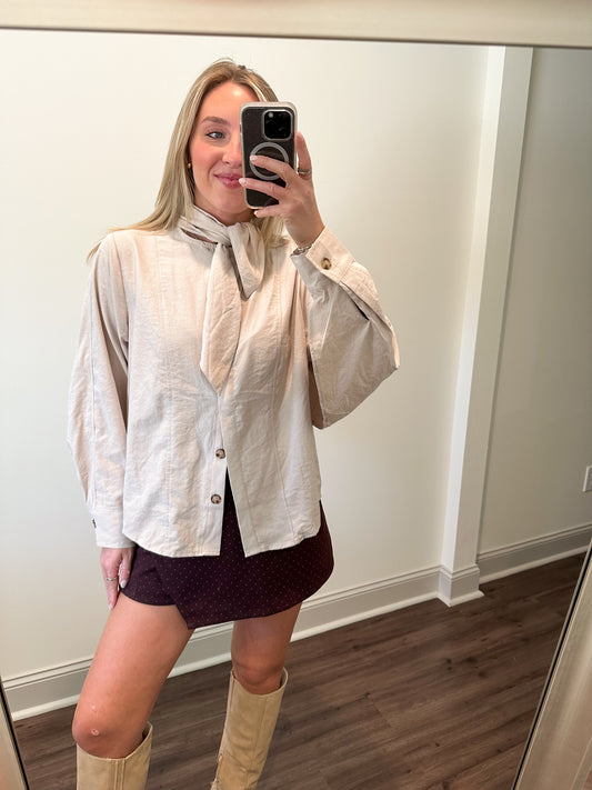 Beckett Suede Top- Bone