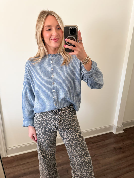Piper Mini Stripe- Dusty Blue