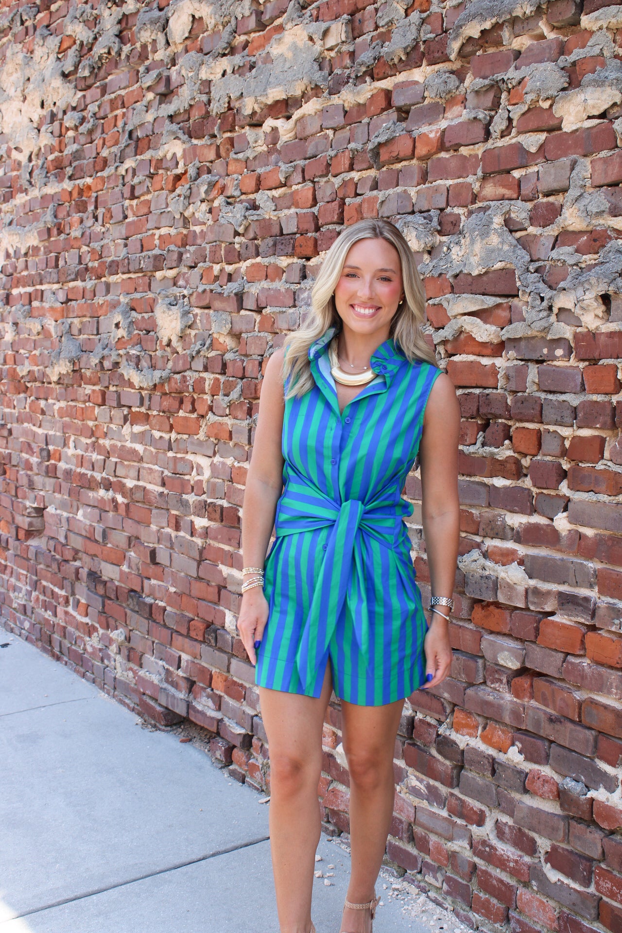 Junie Mini Dress- Green/Blue