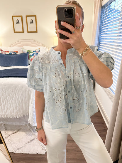 Sloane Top- Light Blue