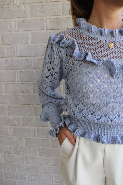 Pique Sweater- Light Blue