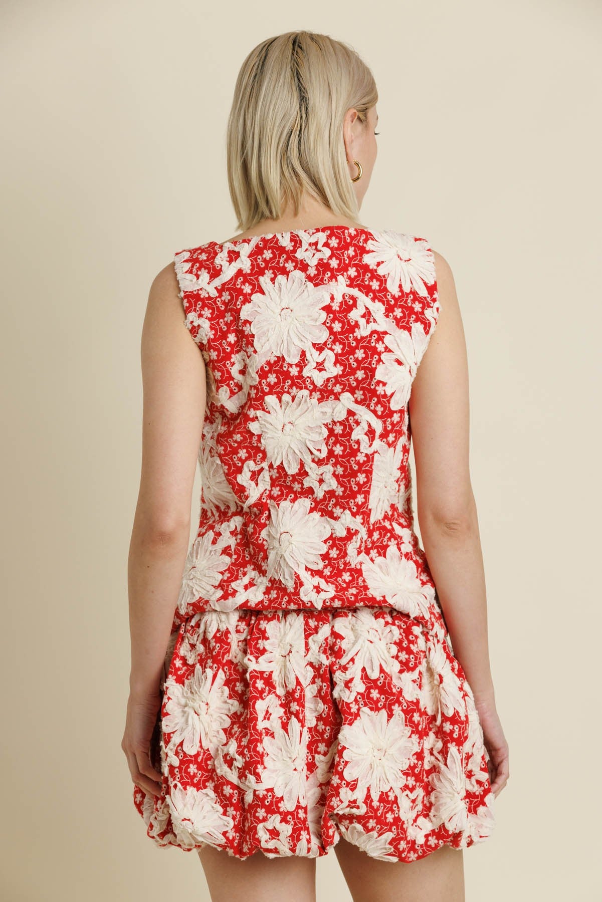 Mavis Embroidered Top- Red