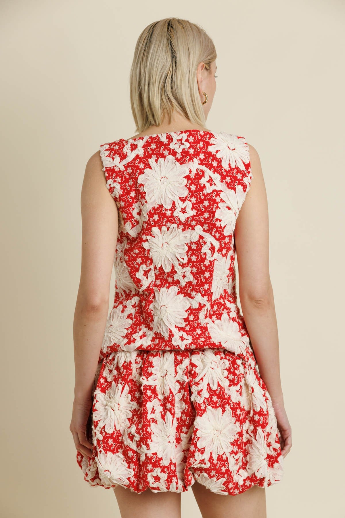 Mavis Embroidered Top- Red