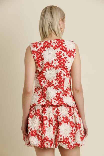 Mavis Embroidered Top- Red