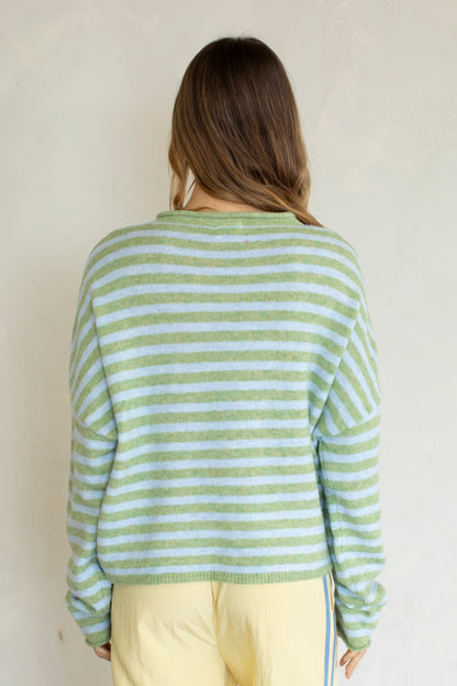 Piper Cardigan Striped- Matcha
