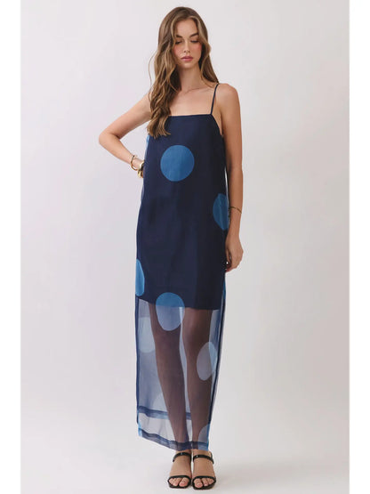 Charlie Polka Dot Maxi Dress- Navy