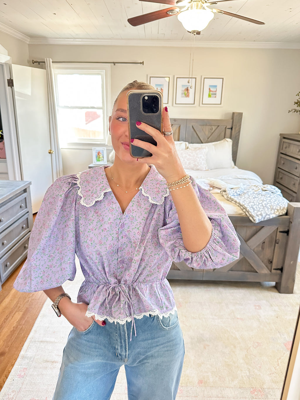 Zoe Floral Top- Lavender