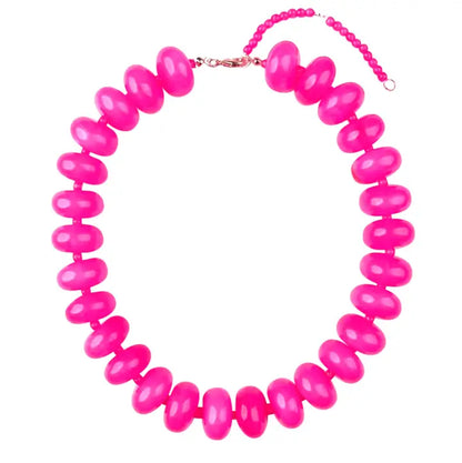 Bailey Chunky Beaded Necklace- Hot Pink