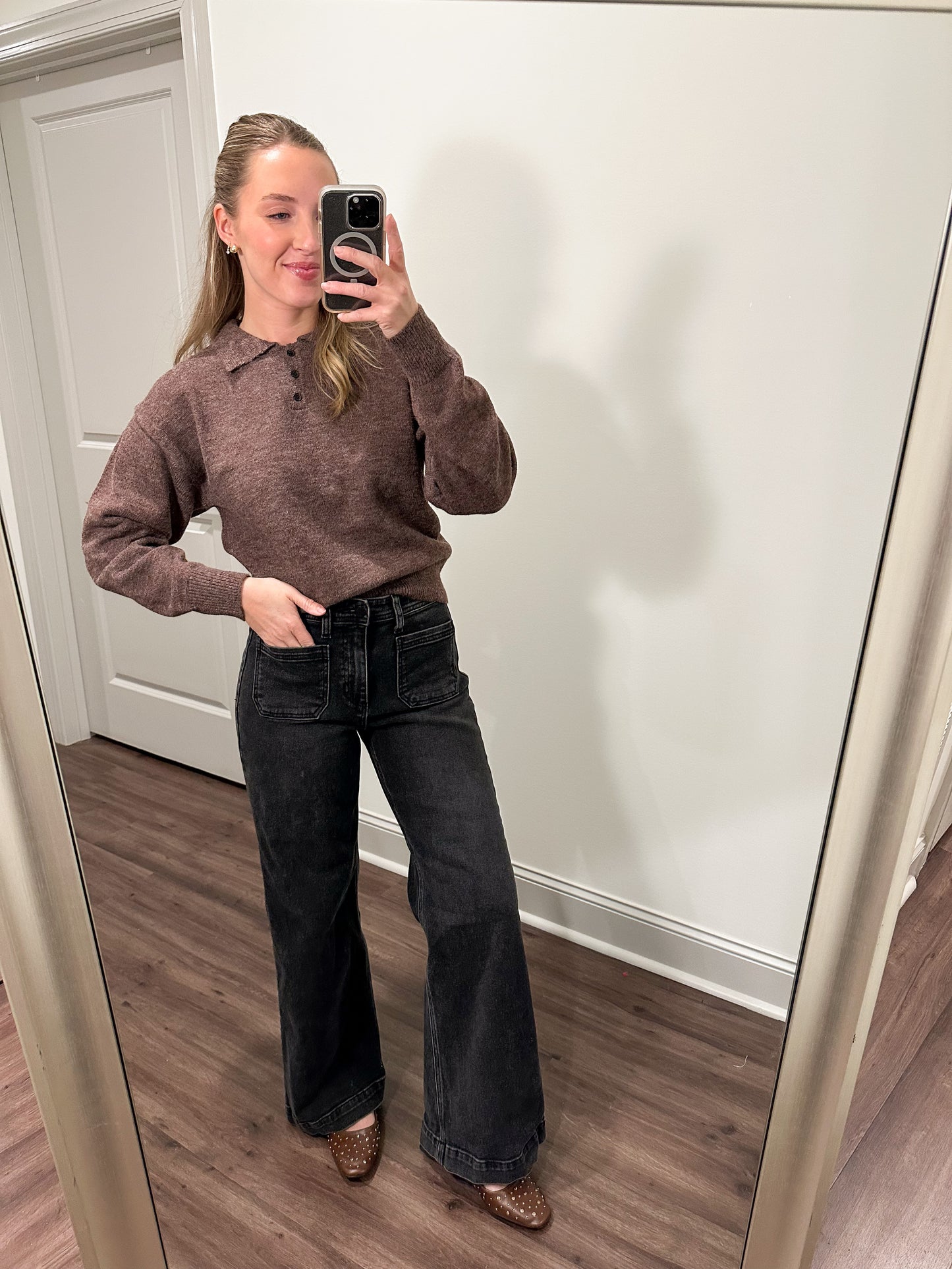 Gina Knit Polo- Chocolate