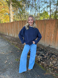 Jamie Contrast Layered Knit Tee- Navy