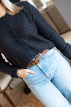 Celine Stripe Cardigan- Midnight