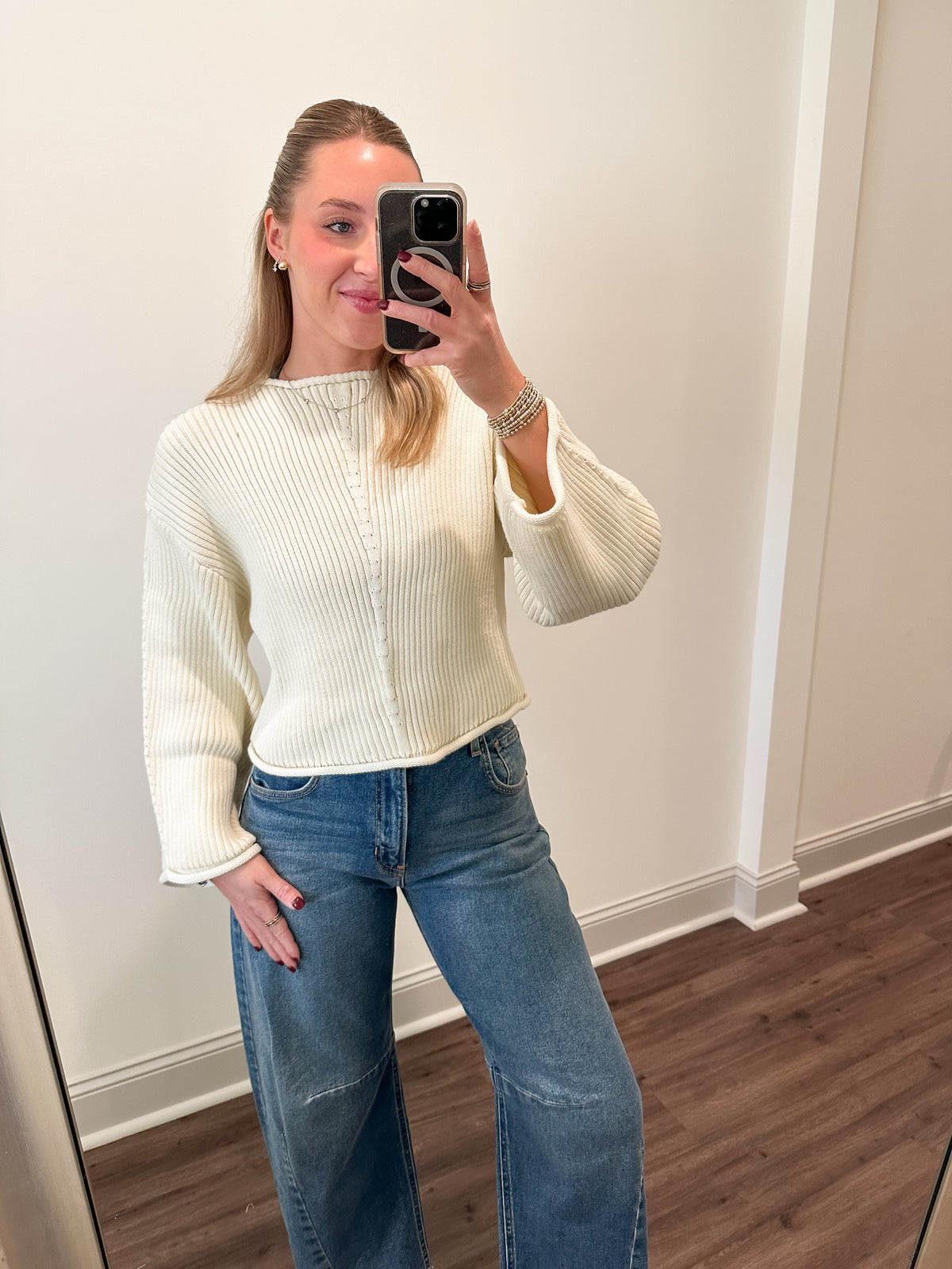 Ribbed Sweater- Cream