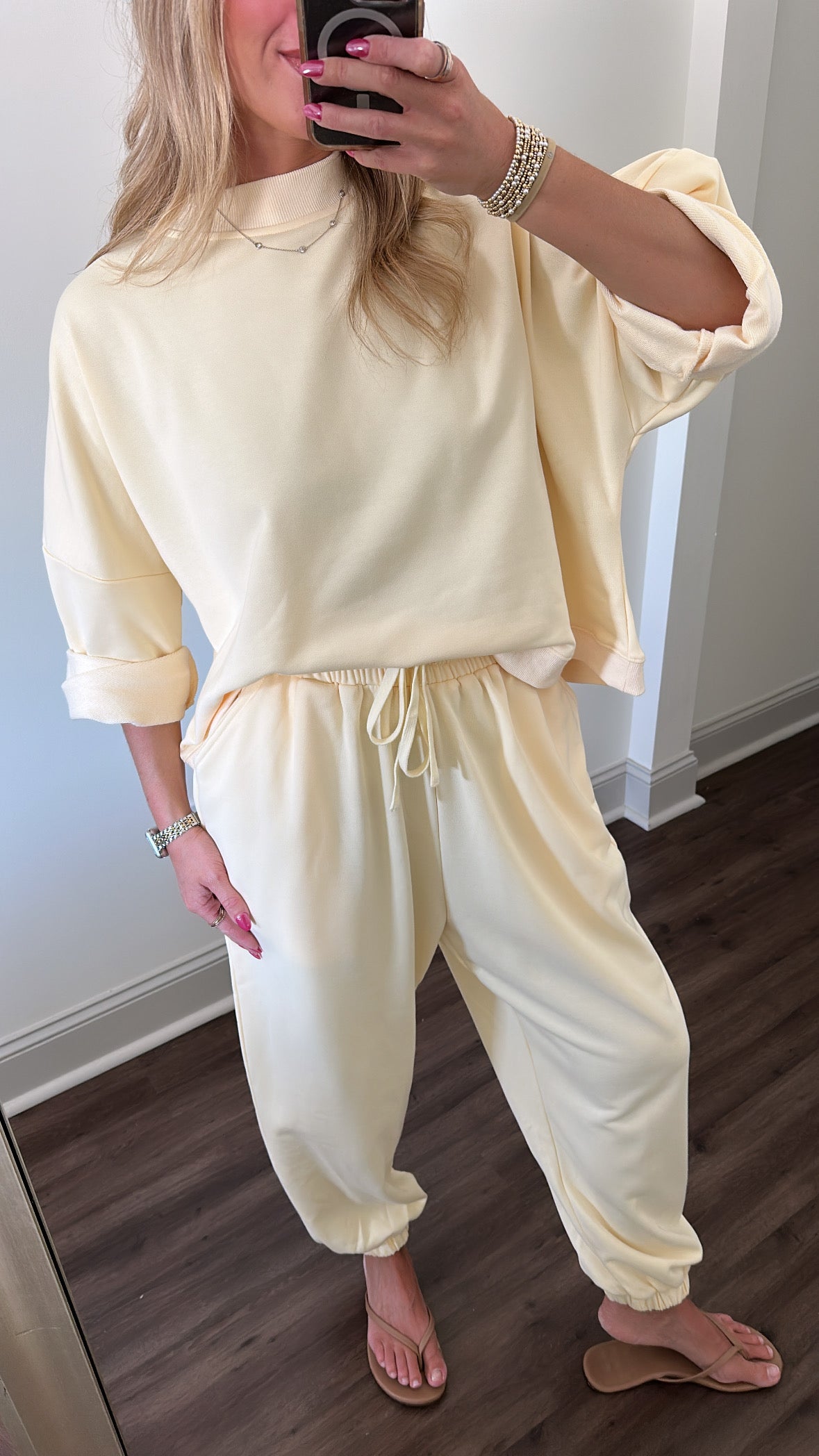 Rib/Terry Lounge Set Bottoms- Butter Yellow
