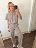 Easy Days Stripe Top- Brown