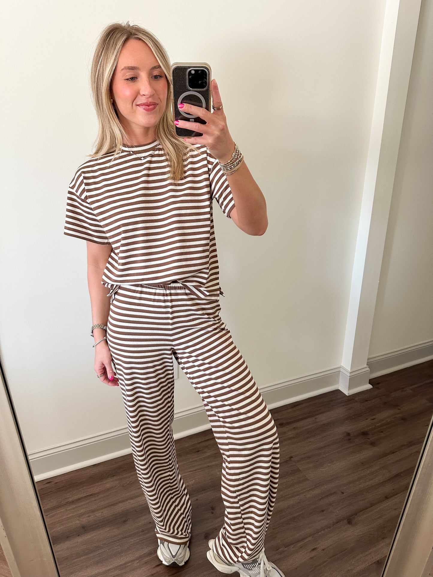 Easy Days Stripe Top- Brown