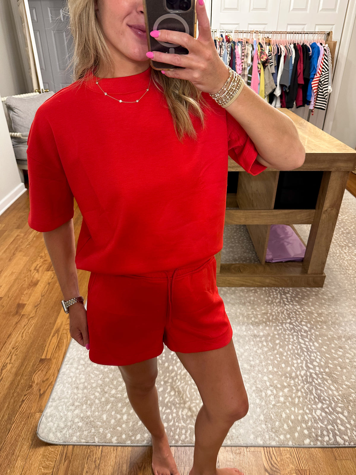 Taylor Scuba Shorts Set- Ruby
