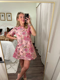 Waverly Mini Dress- Beige/Mauve/Green