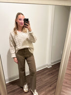 Heather Cable Knit Sweater- Oat