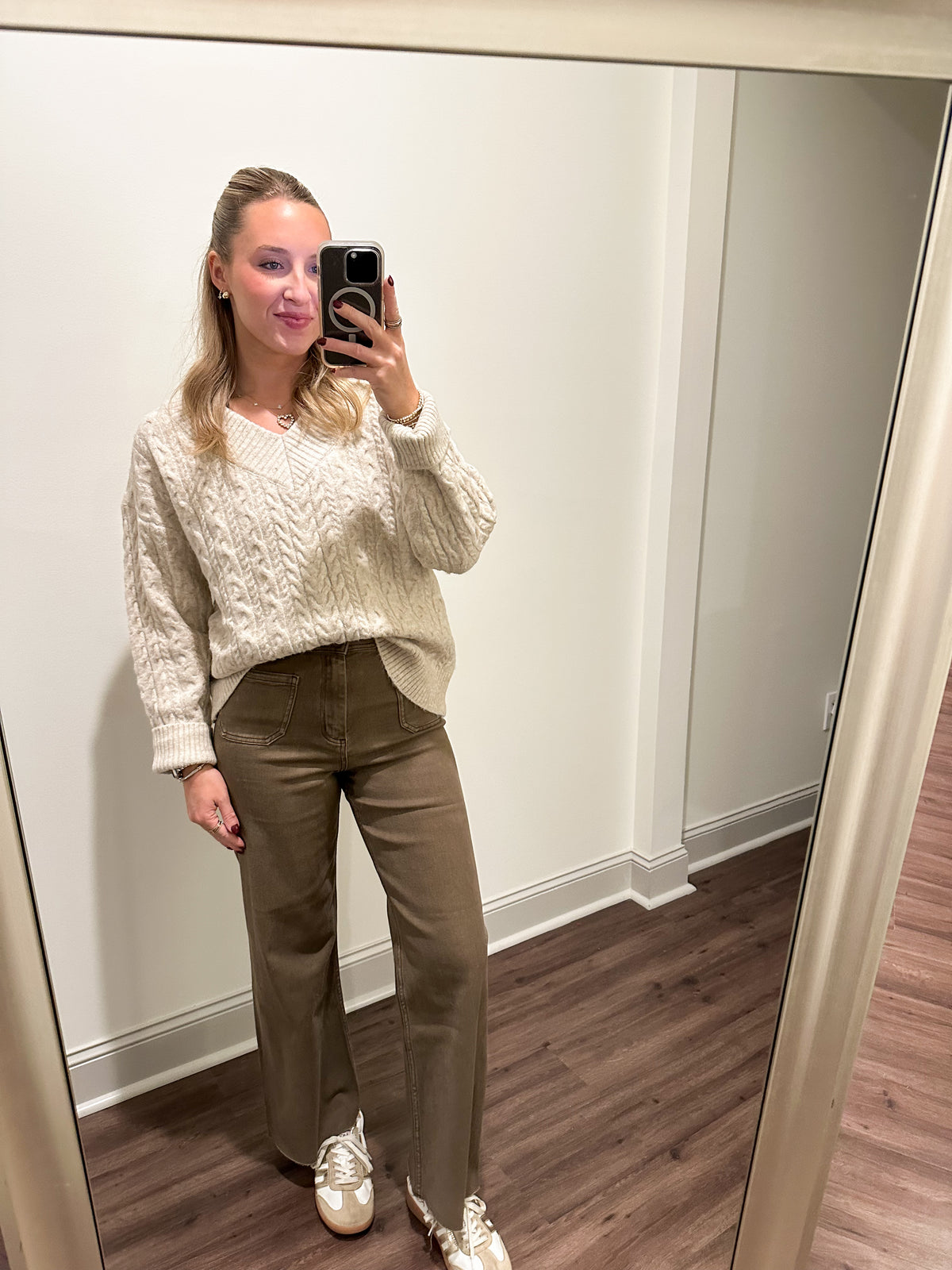 Heather Cable Knit Sweater- Oat