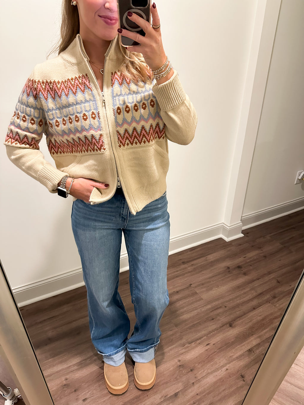 Lysa Isle Zip Up Cardigan- Sand
