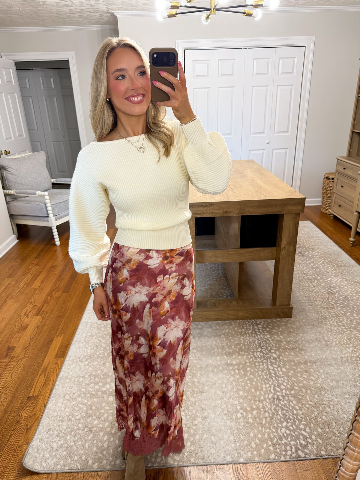 Tessa Ribbed Boat Neck Sweater- Ivory
