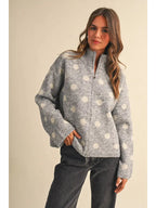 Hayden Polka Dot Zipper Jacket- Grey/Cream