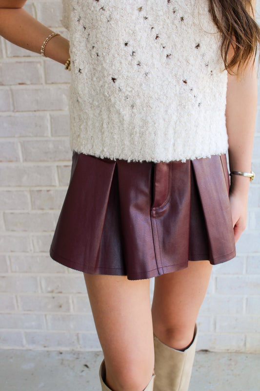 Josephine Pleated Mini- Burgundy