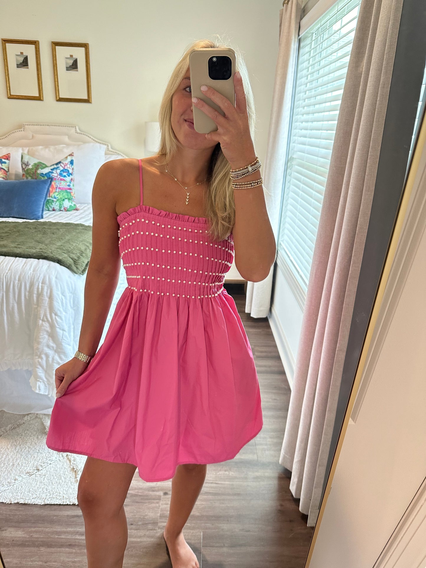 Pearl Mini Dress- Pink