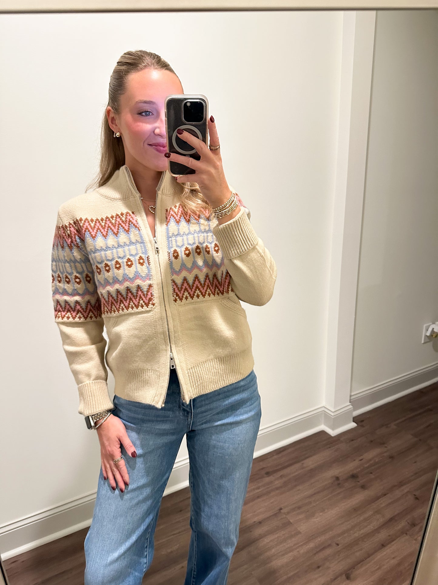 Lysa Isle Zip Up Cardigan- Sand