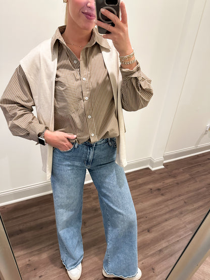 Maylen Stripe Top- Brown